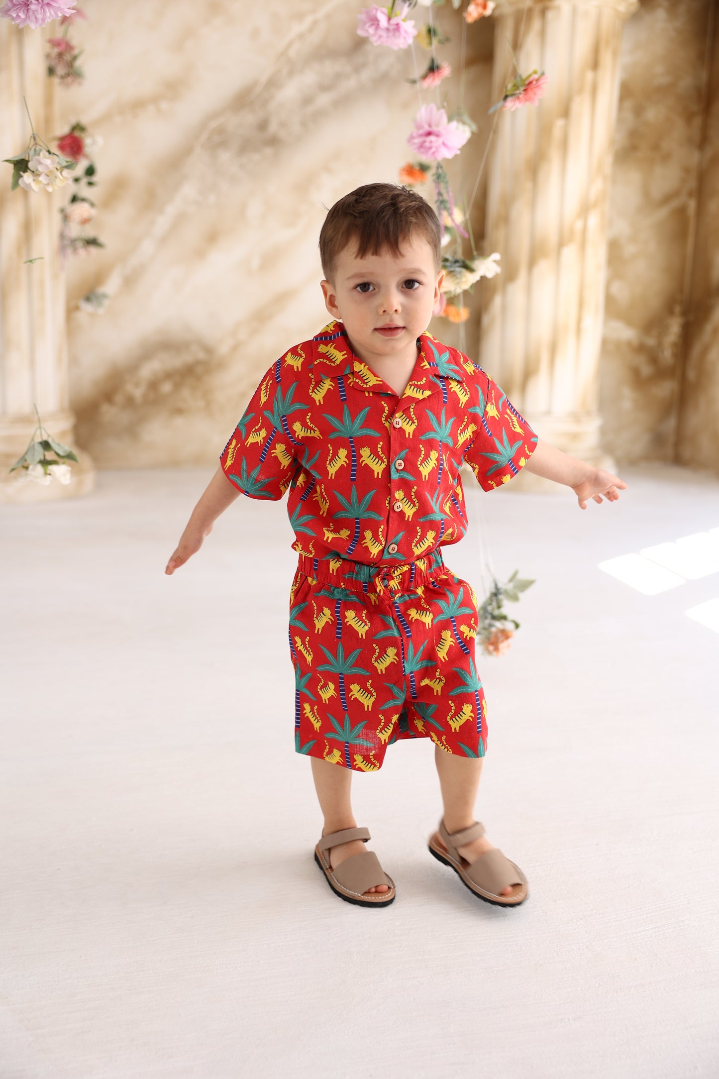 Vibrant Tropical Print Sleeve Shirt for Kids