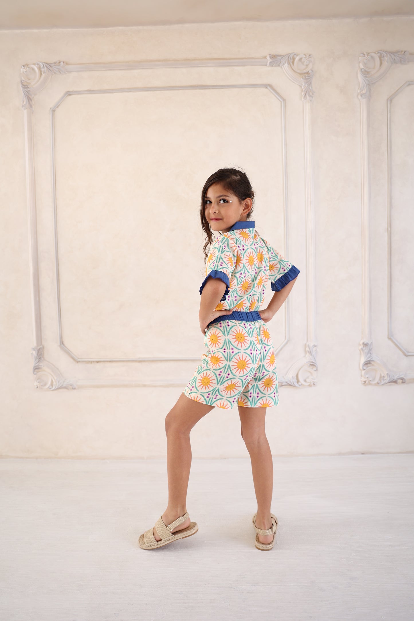 Sun Print Girls' Two-Piece Outfit Set