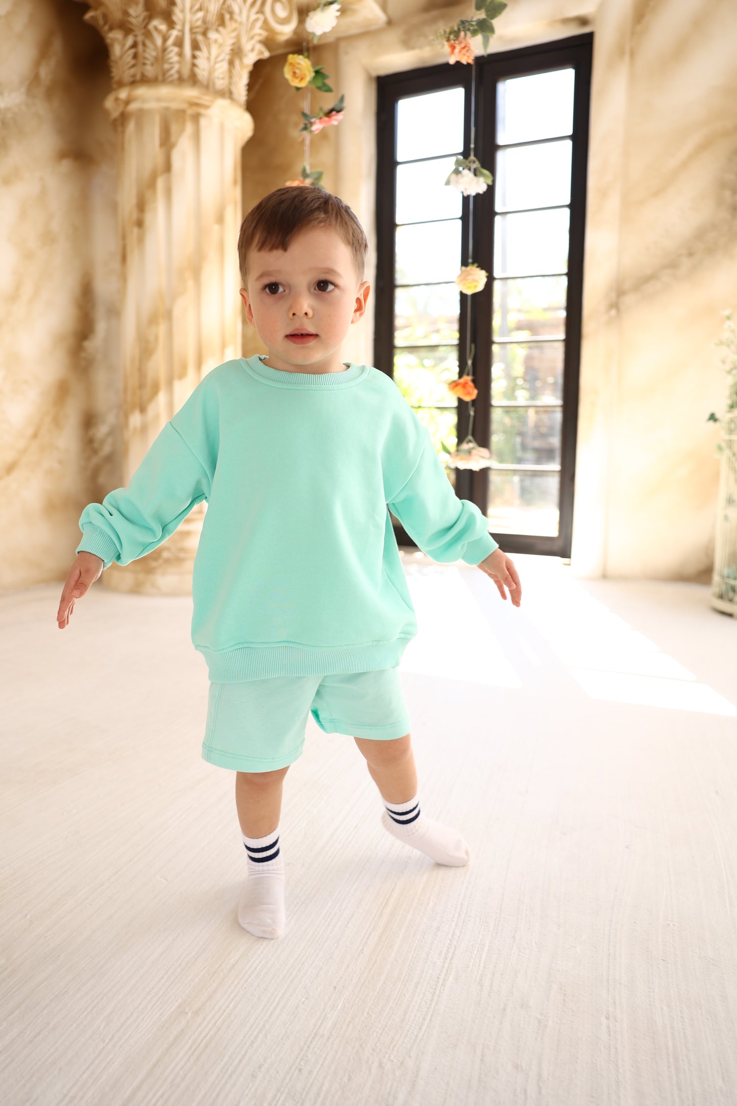 Unisex Two-Piece Sky Blue Basic Outfit Set