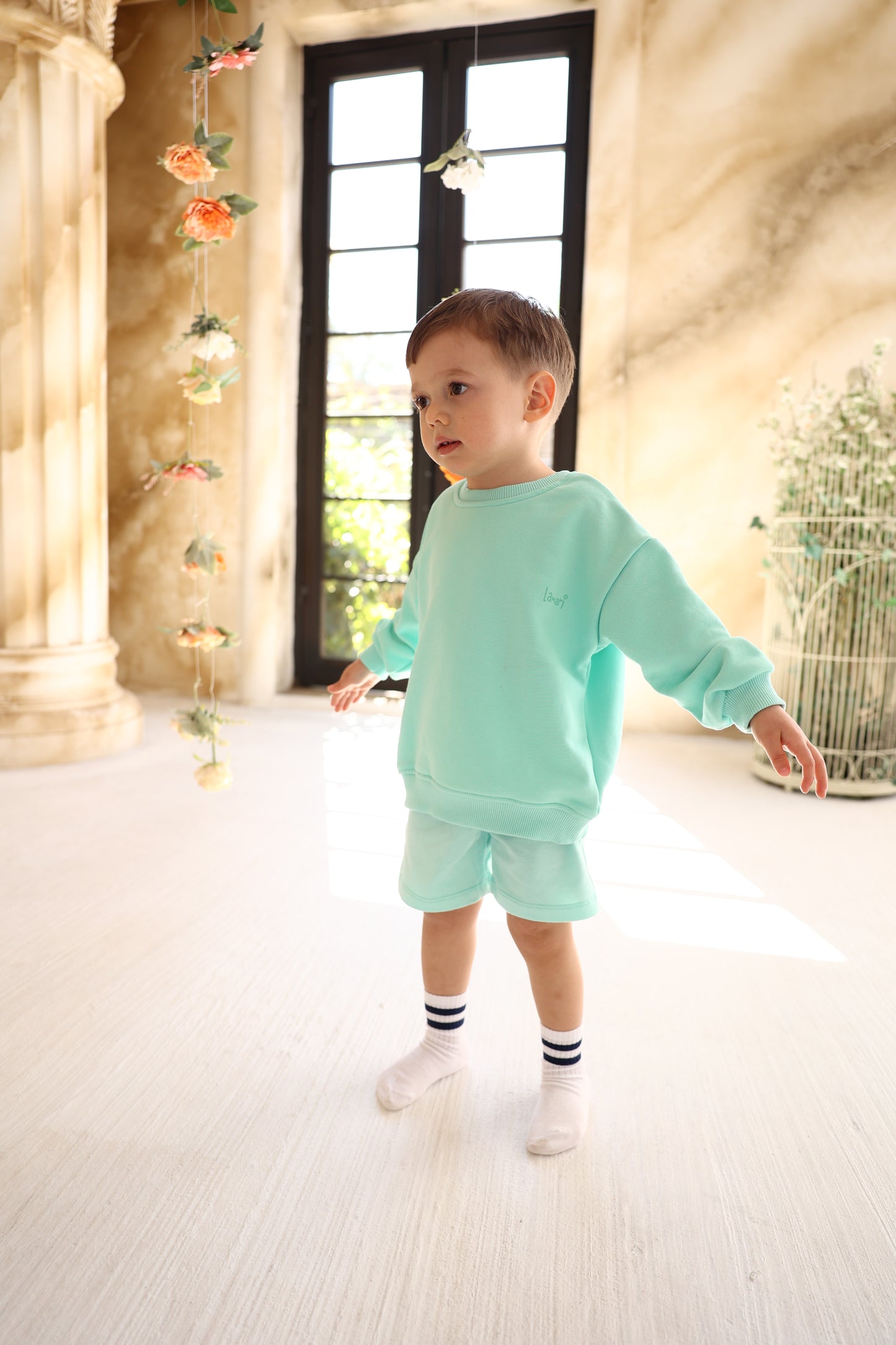 Unisex Two-Piece Sky Blue Basic Outfit Set