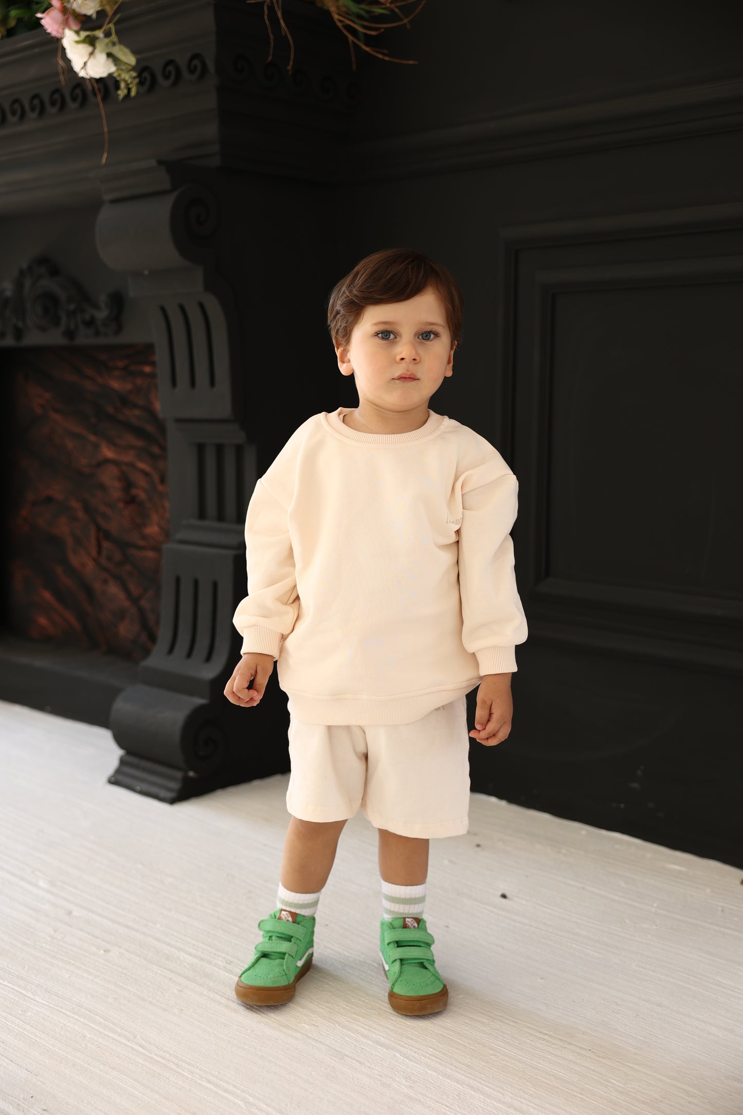 Unisex Two-Piece Beige Basic Outfit Set