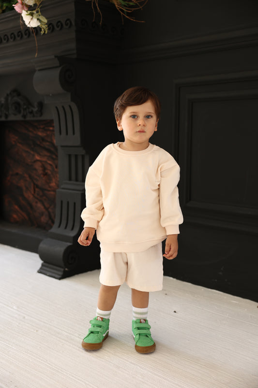 Unisex 2’li Bej Basic Çocuk Takım (100% Pamuk)