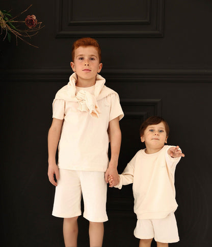 Unisex Beige Basic T-shirt